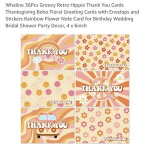 36 pack of groovy retro thank you cards